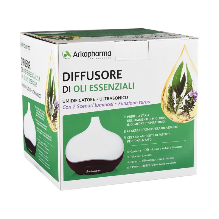 Arkofarma Diffusore di Oli Essenziali Umidificatore Ultrasonico Funzione Turbo