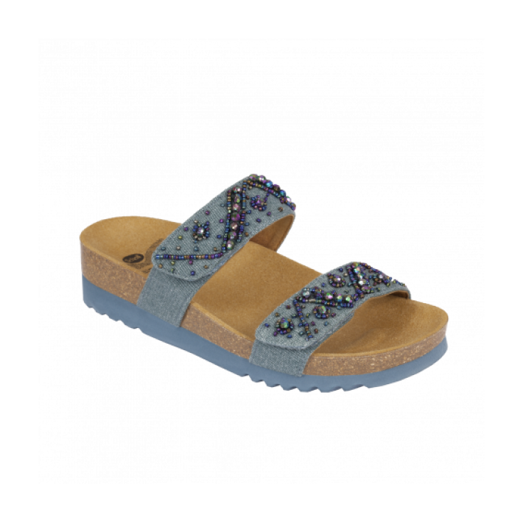 Scholl Zafirah Calzatura In Canvas + Perline Colore Denim Numero 35