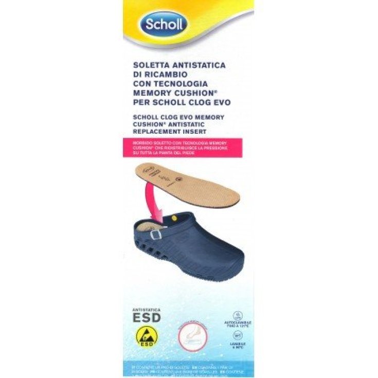 Scholl Soletta Antistatica Di Ricambio Con Tecnologia Memory Cushion Per Scholl Clog Evo Misura 43-44