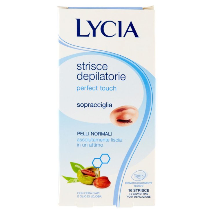 Lycia Perfect Touch Strisce Depilatorie Sopracciglia 16 Strisce+2 Salviettine Post Depilazione