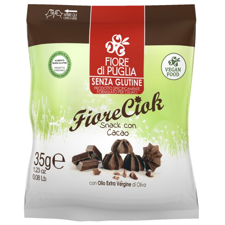 Fiore Di Puglia FioreCiok Snack Con Cacao Con Olio Extra Vergine Di Oliva Senza Glutine 35g