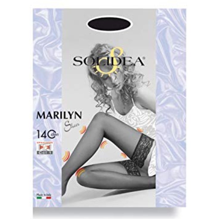 Solidea Marilyn 140 Sheer Calza Autoreggente A Compressione Graduata Maglia Liscia Colore Cipria Taglia 4 L 1 Paio