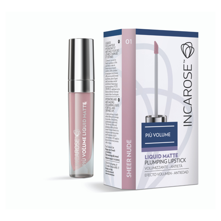 IncaRose Piu' Volume Liquid Matte Plumping Lipstick Volumizzante Anti-Et&agrave; Colore 01 Sheer Nude
