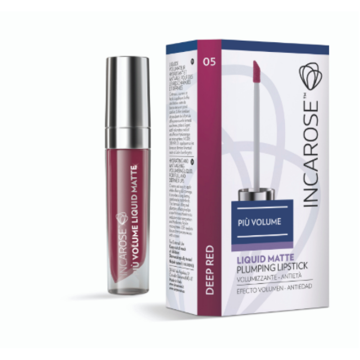 IncaRose Piu' Volume Liquid Matte Plumping Lipstick Volumizzante Anti-Et&agrave; Colore 05 Deep Red