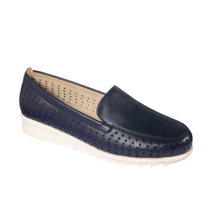 Scholl&reg; Ayami Calzatura In Pelle Laminata Colore Navy Blue Misura 39