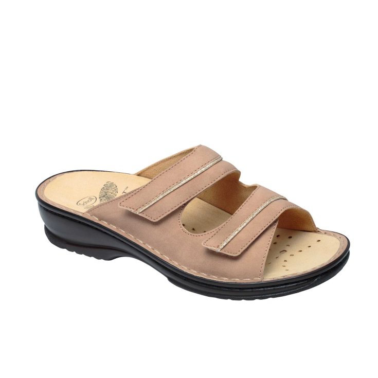 Scholl&reg; Carlen Ciabatta Donna Simil Nubuck + Glitter Plantare Bioprint&reg; Colore Beige Misura 40