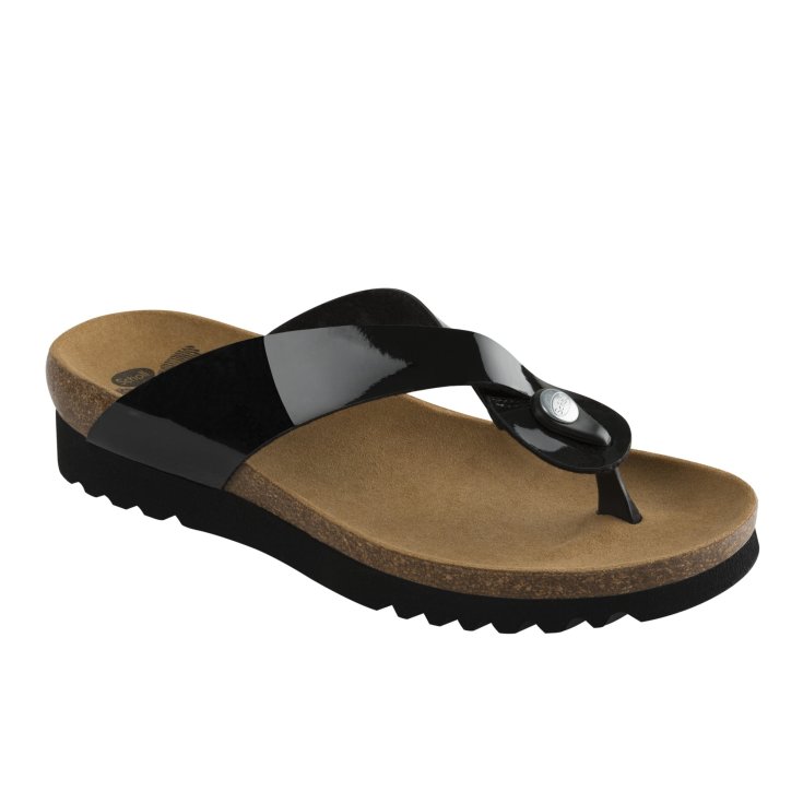Scholl&reg; Kenna Infradito Donna Vernice Sintetica Plantare Bioprint&reg; Colore Nero Misura 40