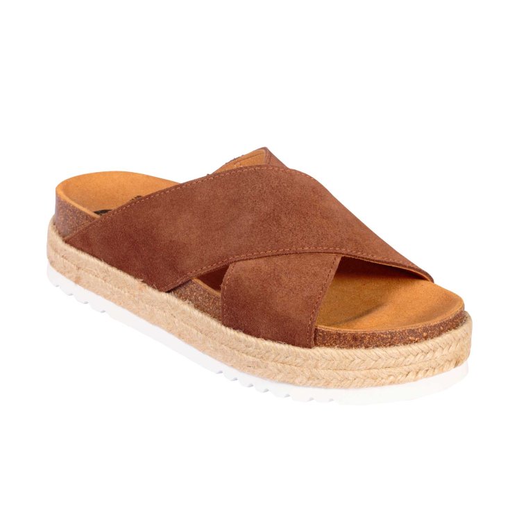 Scholl&reg; Malindy Sandalo Donna Cross Suede Plantare Bioprint&reg; Colore Marrone Misura 38