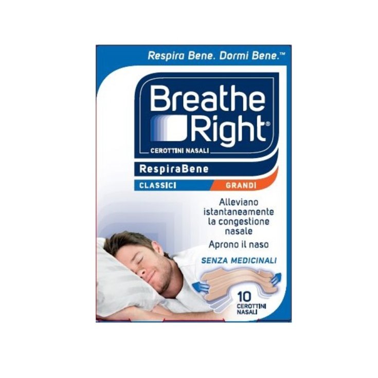 Breathe Right&reg; Cerottini Nasali Classici Grandi 10 Pezzi