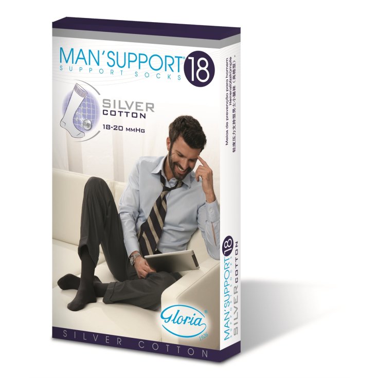 Man Support Silver Cotton 18 Gambaletto Blu 3 GloriaMed&reg;