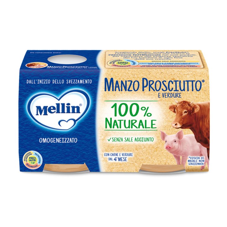 Omogeneizzati Di Carne Manzo Prosciutto Con Verdure Mellin 2x120g
