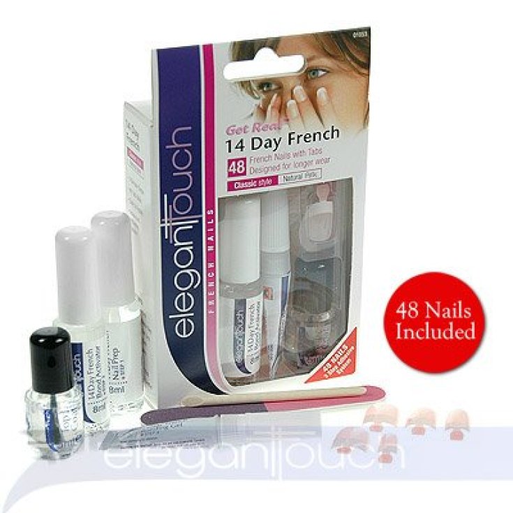 Uragme Elegant Touch Get Real 14 Day French Artificial Nail Kit Colore Bare