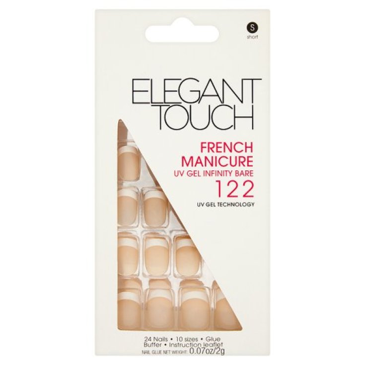 Uragme Elegant Touch French Manicure UV Gel Coat Infinity Bare 24 Unghie Corte N&deg;122