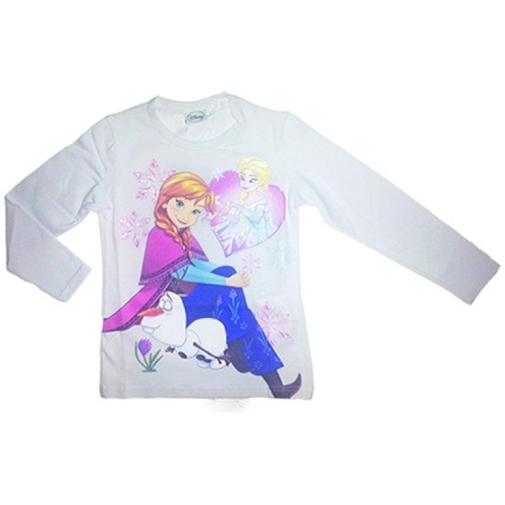 T-shirt maglia maglietta cotone  bimba bambina Disney Frozen bianco 8A
