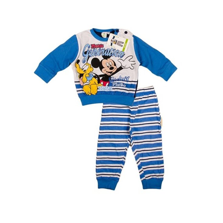 Pigiama maglia maglietta pantalone bimbo neonato Disney baby Mickey azzurro 18 m