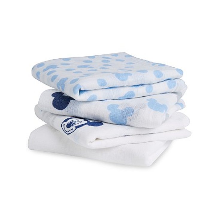 Confezione 3 pz quadrato neonato Disney baby Mickey bianco cielo TU