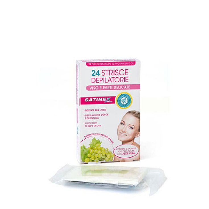 Satinex Plus Strisce Depilatorie Viso Satinex 24 Pezzi
