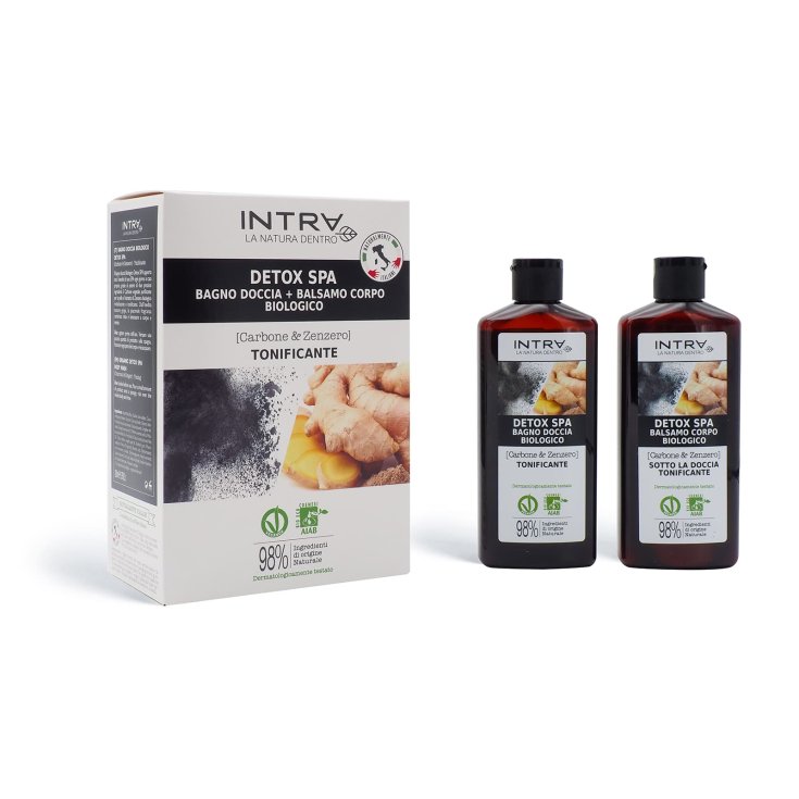 Set Carbone & Zenzero DETOX SPA Bagno Doccia 200ml +Balsamo Corpo 200ml Intra