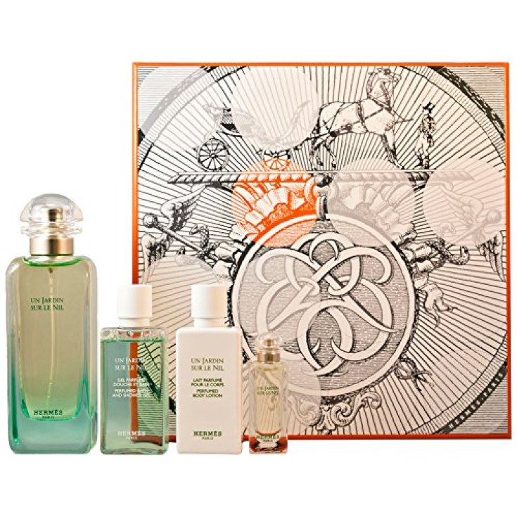 Un Jardin Sur Le Nil - Eau De Toilette Spray +Eau De Toilette Miniature +Body Lotion +Bath & Shower Gel Hermes