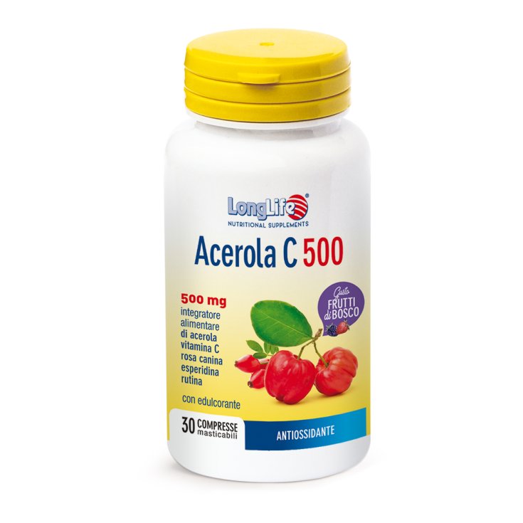 Acerola C 500 LongLife 30 Compresse Masticabili Frutti Di Bosco