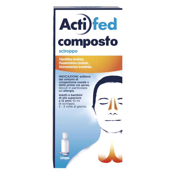 Actifed Composto 100 ml Sciroppo per Tosse Congestione Nasale e Allergia