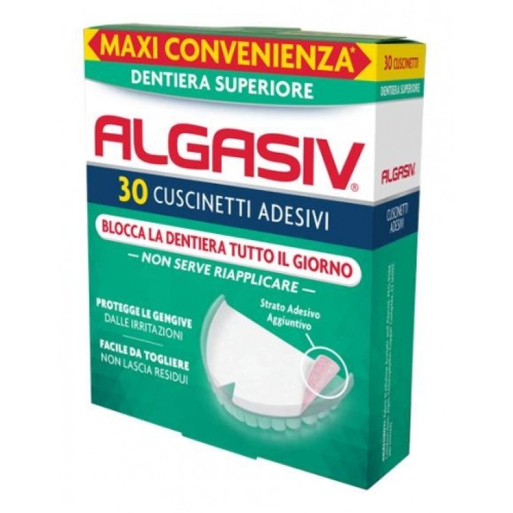 Adesivo Protesi Superiore Algasiv 30 Cuscinetti Adesivi
