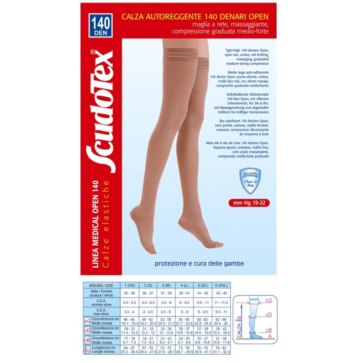 Autoreggente 140 Punta Aperta ScudoTex Skin Taglia 2