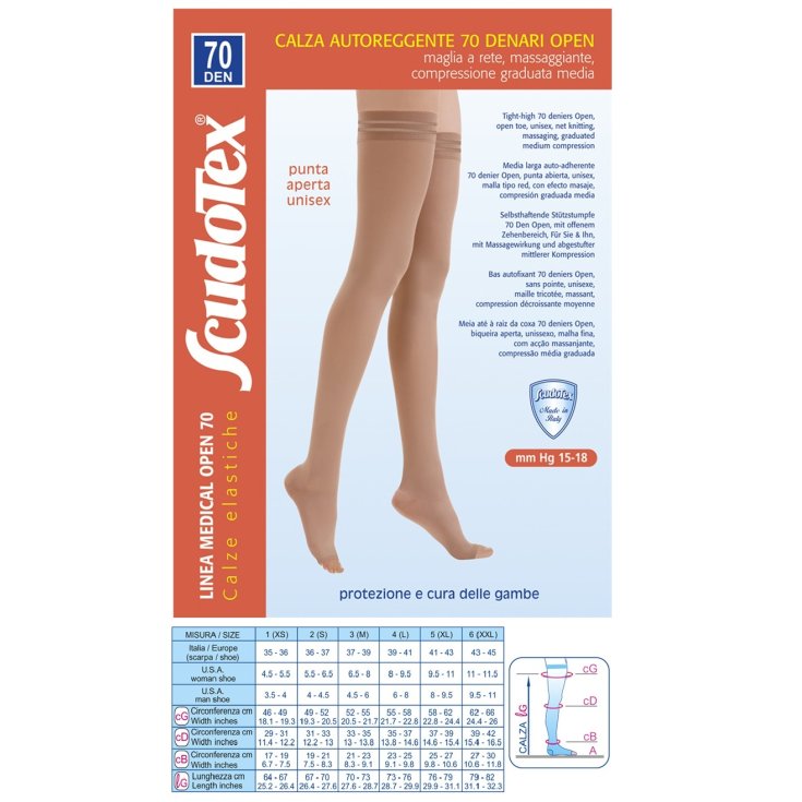 Autoreggente 70 Punta Aperta ScudoTex Skin Taglia 4