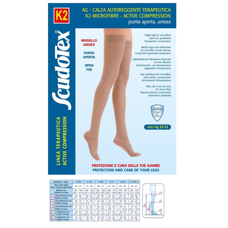 Autoreggente K2 Microfibra Punta Aperta ScudoTex Beige Taglia 2