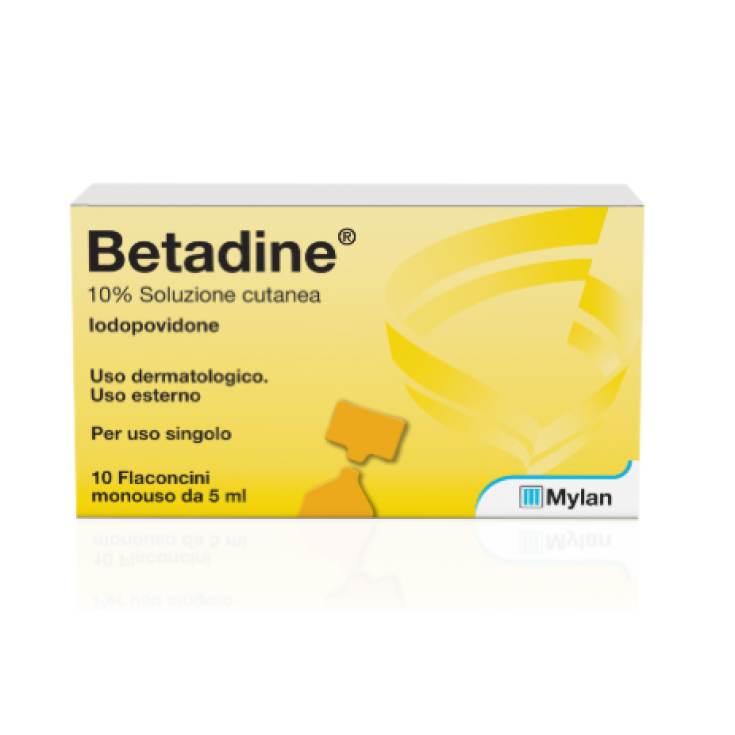 Betadine 10% Soluzione Cutanea Mylan 10 Flaconcini Monouso 5ml Betadine 10% Soluzione Cutanea Mylan 10 Flaconcini Monouso 5ml