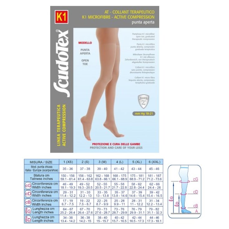 Collant K1 Microfibra Punta Aperta ScudoTex Beige Taglia 3