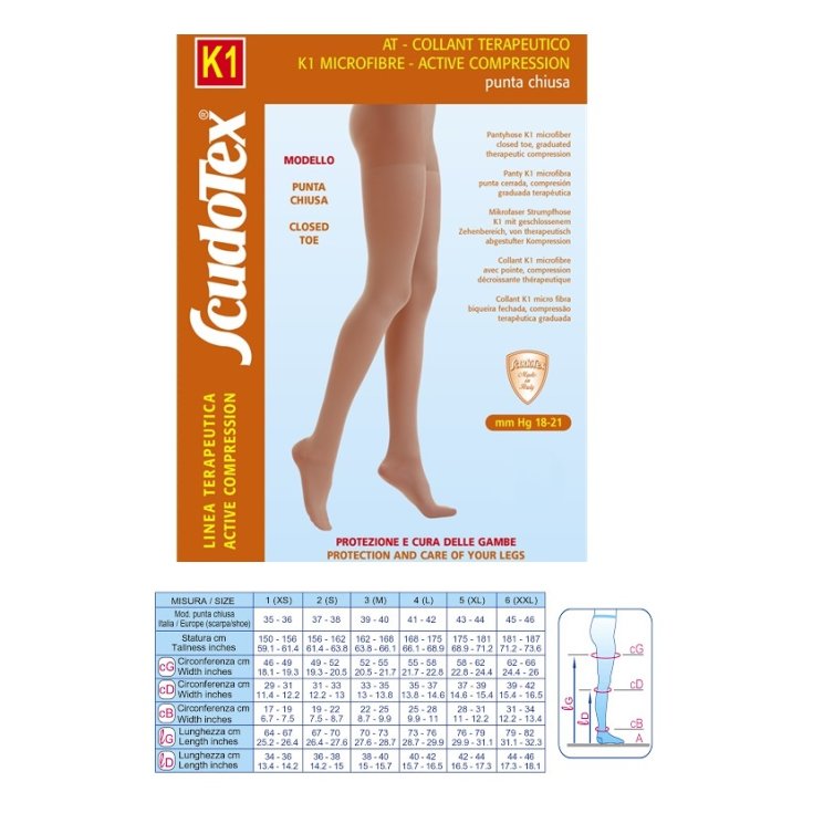 Collant K1 Microfibra Punta Chiusa ScudoTex Beige Taglia 5