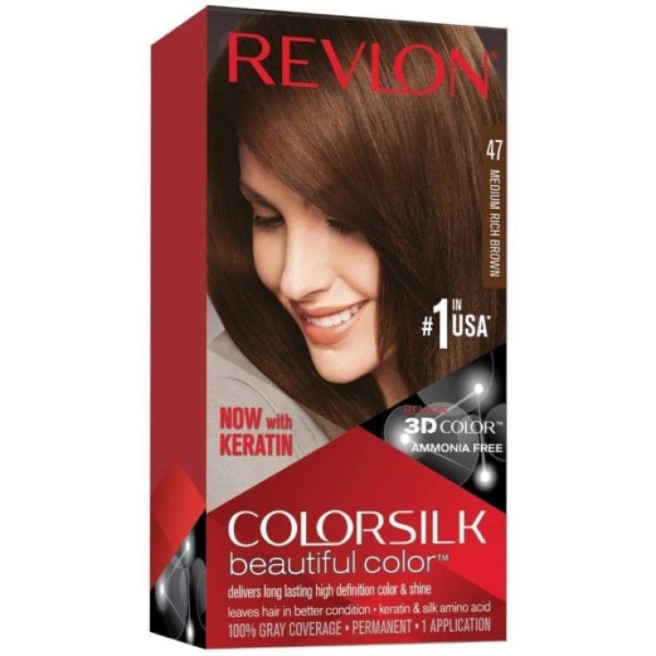 COLORSILK&reg;&nbsp;Beautiful Color&trade; 3D N.47 Castano Medio Intenso REVLON 1 Tinta