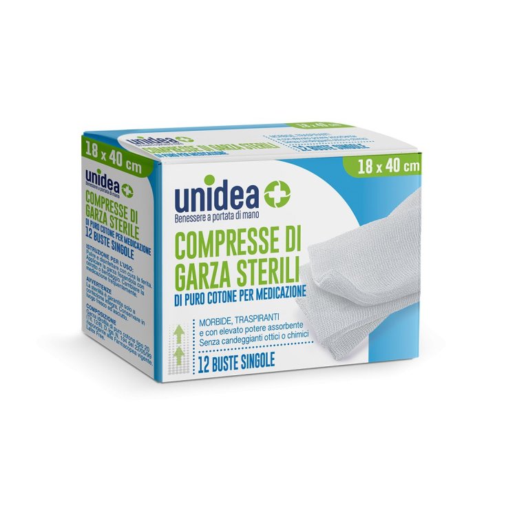 COMPRESSE DI GARZA STERILI unidea 18x40cm 12 Buste