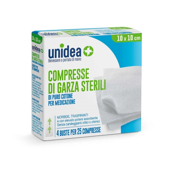 COMPRESSE DI GARZA STERILI unidea 10x10cm 4x25 Compresse
