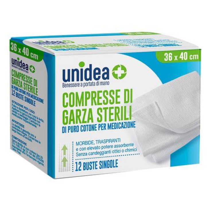 COMPRESSE DI GARZA STERILI unidea 36x40cm 12 Buste