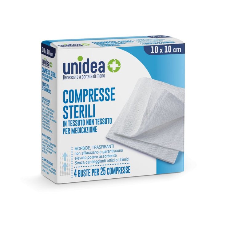 COMPRESSE DI GARZA IN TNT unidea 10x10cm 4x25 Compresse