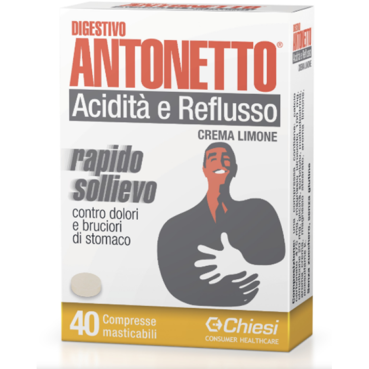 Digestivo Antonetto Acidit&agrave; E Reflusso Crema Limone Chiesi 40 Compresse Masticabili