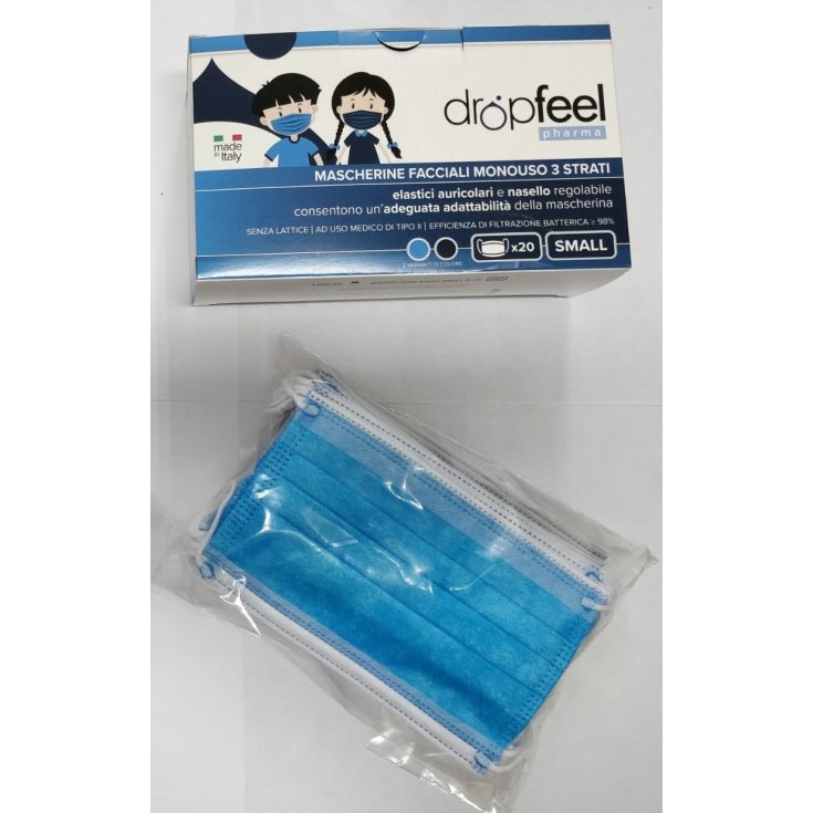 Dropfeel Mascherina Pediatrica Tipo II Difar 20 Mascherine Blu