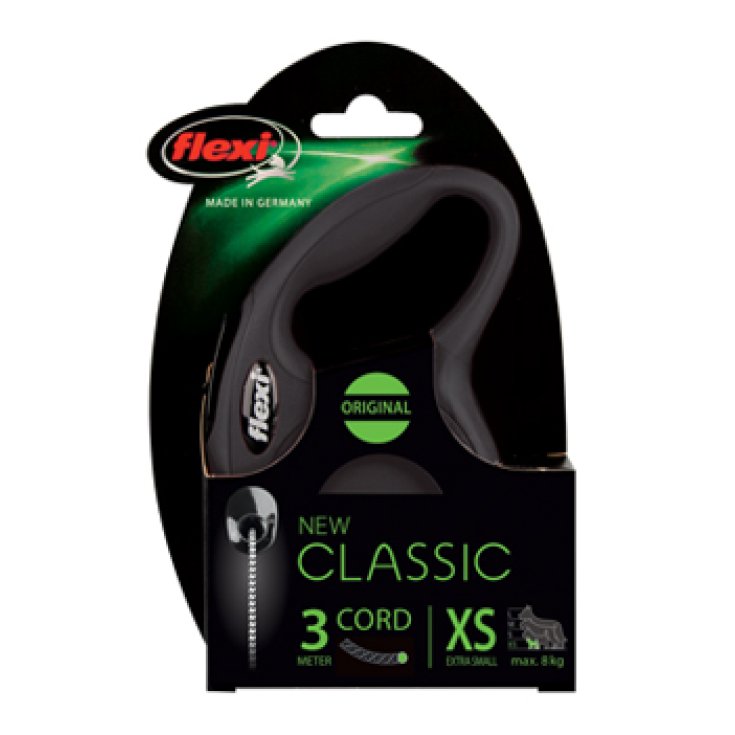 Guinzaglio New Classic Nero con Corda - 3 mt Taglia XS