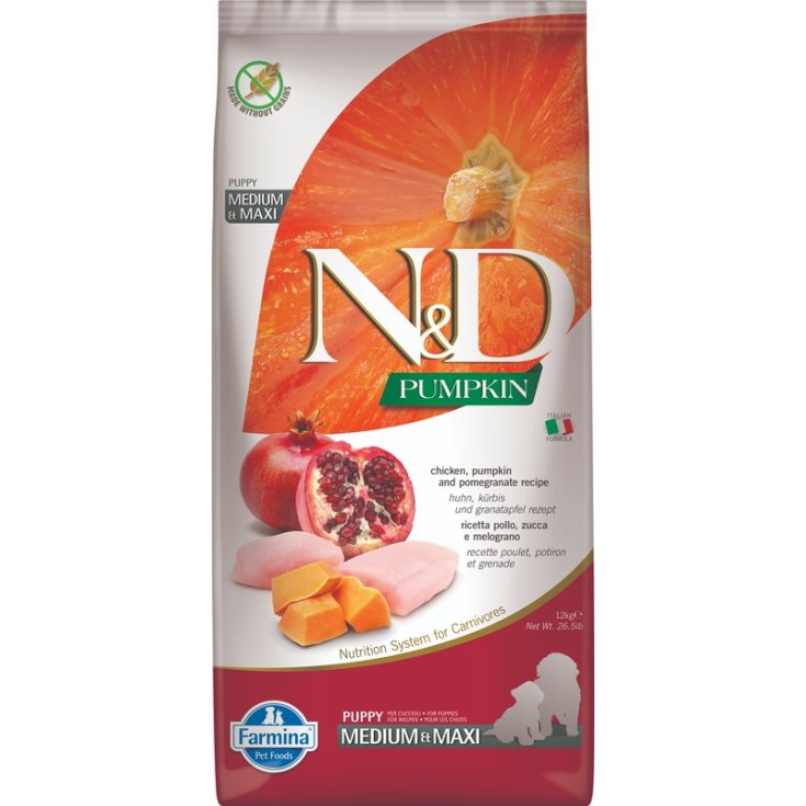 Natural & Delicious Pumpkin Grain Free Puppy Medium & Maxi con Pollo, Zucca e Melograno - 12KG
