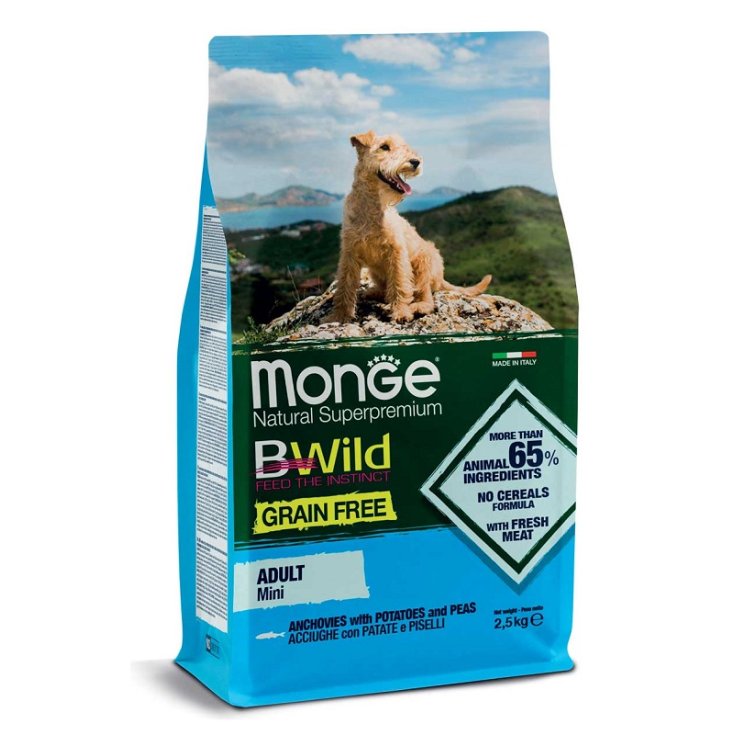 BWild Grain Free Adult Mini Acciughe, Patate e Piselli - 2,50KG
