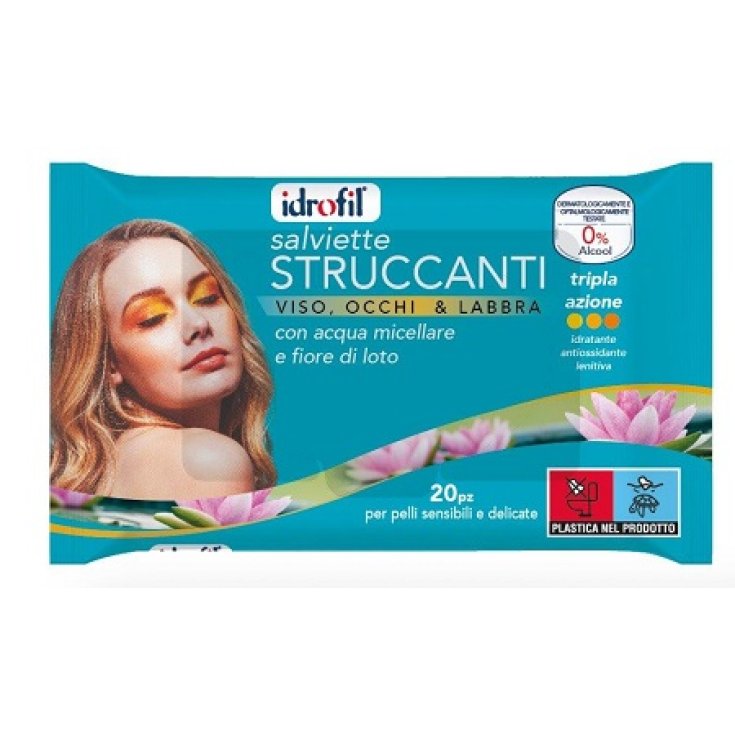 Idrofil Salviettine Struccanti Acqua Micellare e Fior di Loto, 20 Pezzi