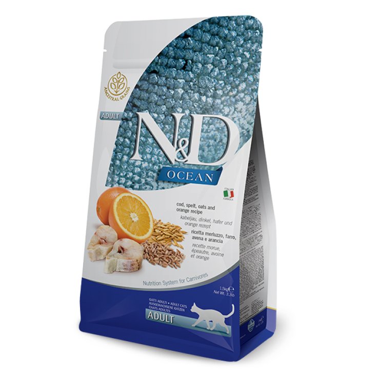 Natural & Delicious Ocean con Ricetta Merluzzo, Farro, Avena e Arancia - 1,50KG
