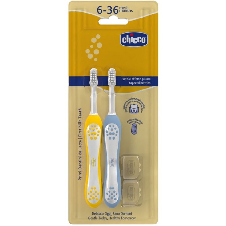 Spazzolini&nbsp;Primi Denti 6-36M+ Duo Azzurro/Giallo CHICCO