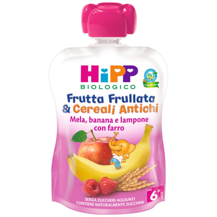 Frutta Frullata & Cereali Antichi HiPP Mela Banana Lampone 90g