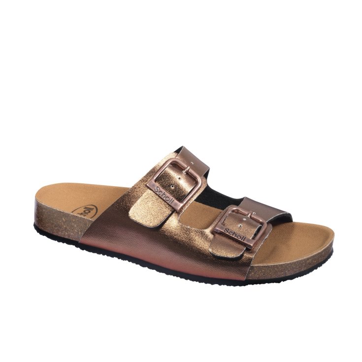 Greeny Mule Scholl&reg; Ciabatta Doppia Fascia Donna Bioprint&reg; Bronzo Misura 36