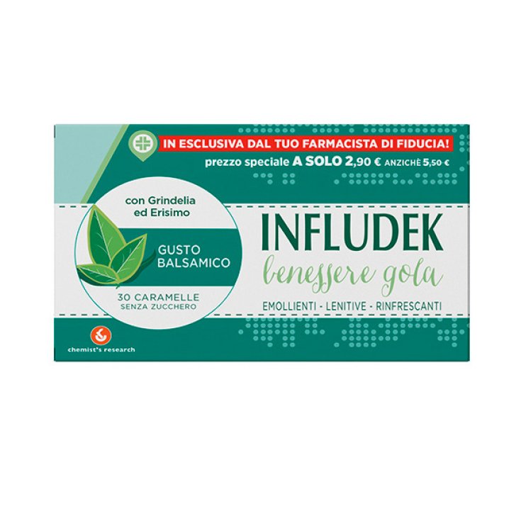 Infludek Benessere Gola Chemist's Research 30 Caramelle Gusto Balsamico