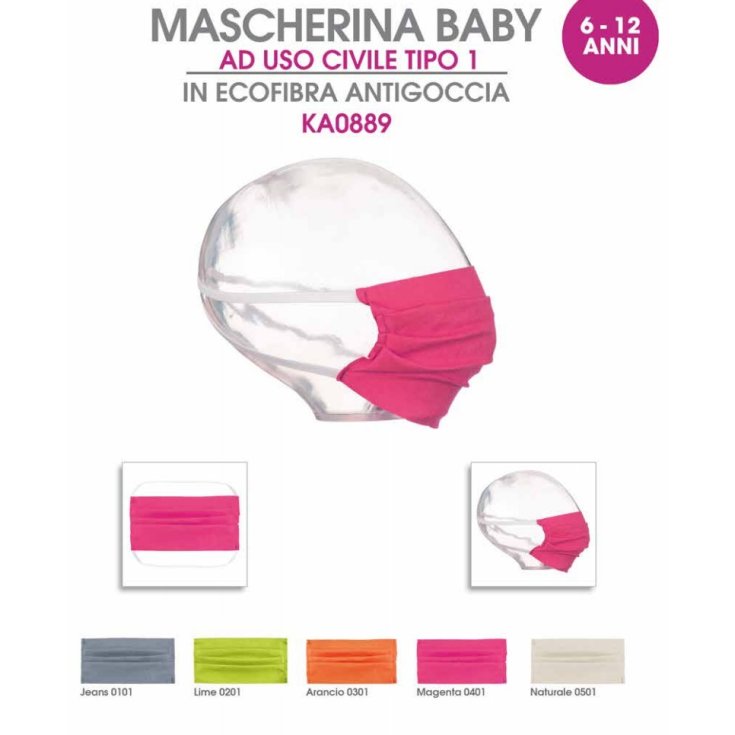 Mascherina Bimbo 6-12 Anni KA0889 Colore Magenta 1 Pezzo