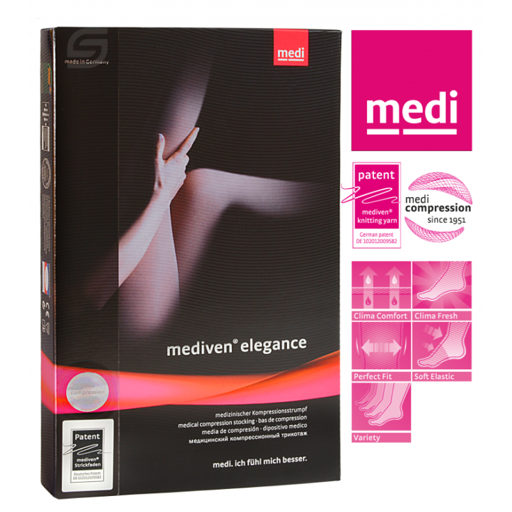 Mediven Elegance Autoreggente CCL 1 Medi Nero Taglia 3 Plus Corto